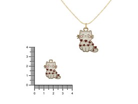 Dije Esmaltado Gatitos Blancos Dorados con Corazones x 5 Unidades